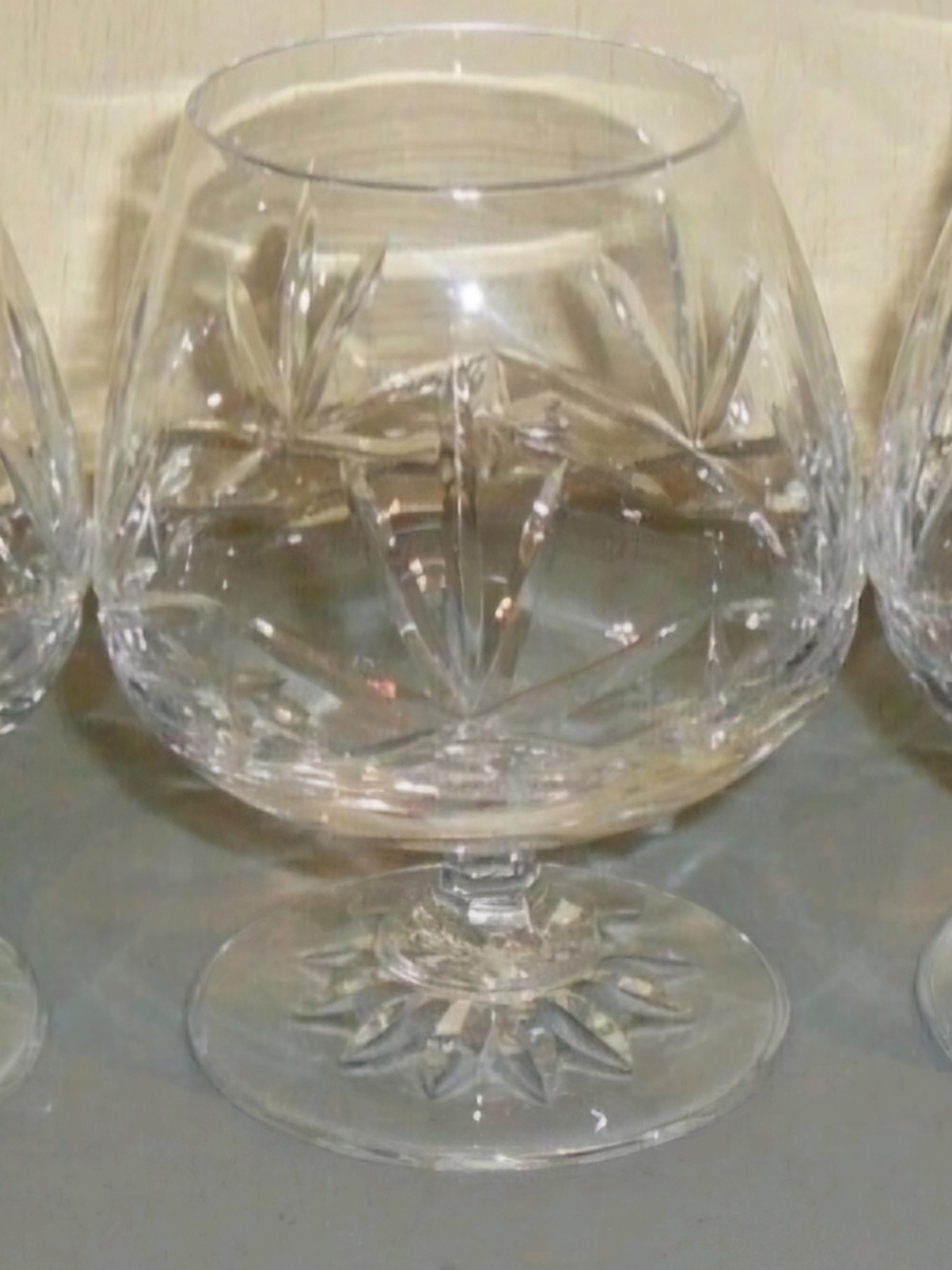 5 Vintage Cut Crystal Brandy Snifters Cognac Glasses 10 oz
